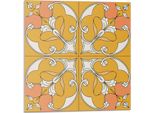 Motivo Floreale In Simmetria - Autoadesivo - Rivestimenti Murali - Decorazioni Murali - Pannelli Murali Decorativi - Pannelli Murali 3D - Design Murale Autoadesivo - 4 Pezzi 50 X 50 Cm