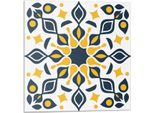Motivo Floreale Con Simmetria - Autoadesivo - Rivestimenti Murali - Decorazioni Murali - Pannelli Murali Decorativi - Pannelli Murali 3D - Design Murale Autoadesivo - 4 Pezzi 50 X 50 Cm