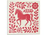 Cavallo Stilizzato Tra Le Piante - Piastrelle Autoadesive - Piastrelle Da Parete - Pannelli Da Parete - Piastrelle Autoadesive Per Bagno - Piastrelle Autoadesive Per Cucina - Carta Da Parati Autoadesiva - Decorazione Murale - 4 Unità 50 X 50 Cm