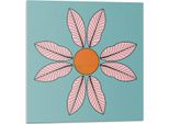 Fiore Con Foglie E Sole - Piastrelle Autoadesive - Piastrelle Da Parete - Pannelli Da Parete - Piastrelle Autoadesive Per Il Bagno - Piastrelle Autoadesive Per La Cucina - Carte Da Parati Autoadesive - Decorazione Murale - 4 Unità 50 X 50 Cm