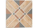 Motivo Geometrico Con Legno - Autoadesivo - Rivestimenti Murali - Decorazioni Murali - Pannelli Murali Decorativi - Pannelli Murali 3D - Design Murale Autoadesivo - 4 Pezzi 50 X 50 Cm