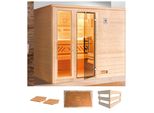 Sauna WEKA Bergen 3, beige (natur), ohne Ofen, (ohne Ofen), Saunen, ohne Ofen
