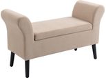 Homcom Panca 838-172BG, Panca Imbottita, Con Vano Portaoggetti, Braccioli, Beige, 111,5 X 41 X 65 Cm - A