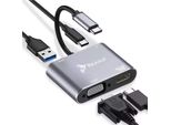 Hub Adattatore Usb C Reagle 4K Hdmi Full Hd 1080P Vga Pd 100W Usb 3.2 Gen 1 Alluminio