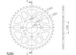 Supersprox Alu-Kettenrad 520 - 42Z (Arancione) RAL-273:42-ORG|ID 58,0 Lk 90,0 4-Loch/4-Loch