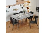 Wisfor Tavolo Da Pranzo In Marmo, Tavolo Da Cucina, Tavolo Da Sala Da Pranzo Per 4-6 Persone, Tavolo Rettangolare Da 120 Cm Con Gambe In Metallo Antiscivolo, Bianco Giadeite Fredda