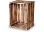 Pineea Cassa Di Legno Con Fiamma 50X40X30Cm - Cassa Di Vino Cassa Di Frutta Cassa Di Mele Decorativa