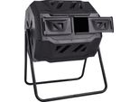 Succebuy Bidone Per Compost Da 43 Galloni Con Due Scomparti, Grande Compostiera Rotante Con 2 Sportelli Scorrevoli, Struttura In Acciaio, Senza Bpa Per Giardino, Cucina, Cortile E Uso Esterno