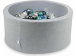Piscina Di Palline 90X40Cm Velluto Morbido Grigio Chiaro - Con 300 Palline / Turchese Metallizzato, Blu Metallizzato, Argento, Grafite Metallizzato, Trasparente, Madreperla