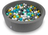 Piscina Di Palline 110X30Cm Grigio - Con 400 Palline / Bianco, Grigio, Turchese, Giallo, Menta