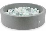 Piscina Di Palline 110X30Cm Grigio - Con 400 Palline / Trasparente, Madreperla, Argento, Menta Chiaro