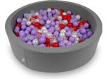 Piscina Di Palline 110X30Cm Grigio - Con 400 Palline / Trasparente, Madreperla, Screziato, Rosso