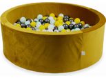 Piscina Di Palline 110X40 In Velluto Oro - Con 500 Palline / Giallo, Menta Chiaro, Grafite Metallizzata, Bianco, Madreperla
