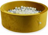 Piscina Di Palline 110X40 In Velluto Oro - Con 500 Palline / Argento, Effetto Sirena, Oro Chiaro, Trasparente
