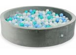 Piscina Di Palline 130X30 Grigio Velluto - Con 600 Palline / Menta Chiaro, Turchese, Azzurro, Madreperla Azzurro, Madreperla, Bianco, Trasparente