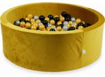 Piscina Di Palline 110X40 In Velluto Oro - Con 500 Palline / Argento, Oro, Nero