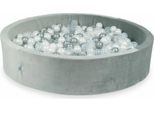 Piscina Di Palline 130X30 Grigio Velluto - Con 600 Palline / Trasparente, Madreperla, Argento