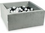 Piscina Di Palline 90X90X40 Grigio Velluto - Con 400 Palline / Bianco, Grafite, Nero, Bianco Sporco