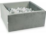 Piscina Di Palline 90X90X40 Grigio Velluto - Con 400 Palline / Perla, Argento