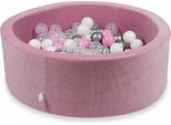 Piscina Di Palline 90X30Cm In Velluto Rosa Tenue - Con 200 Palline / Rosa Cipria, Argento, Bianco, Trasparente