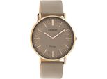 Quarzuhr OOZOO, grau (taupe), Armbanduhren, Damen, Armbanduhr, Damenuhr, Lederarmband