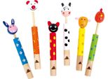 Fischietto In Legno A Forma Di Piede Per Bambini Animali 6 Pz