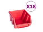 Vidaxl Set Di Contenitori Da 80 Pezzi Per Minuteria Con Piastre A Muro Rosso Nero