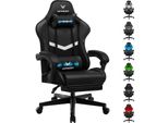Luckracer Sedia Da Gioco Sedia Da Ufficio Ergonomica Con Cuscino Lombare Cuscino Poggiatesta, Sedia Da Gioco Regolabile In Altezza Capacità Di Carico 150 Kg, Poggiapiedi Nero