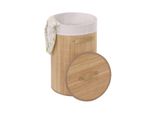 WäSchekorb MCW-C21, Laundry WäSchebox WäSchesammler WäSchebehäLter WäSchetonne, Bambus Rund 59X35Cm 50L ~ Naturfarben