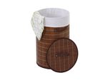 WäSchekorb MCW-C21, Laundry WäSchebox WäSchesammler WäSchebehäLter WäSchetonne, Bambus Rund 59X35Cm 50L ~ Braun