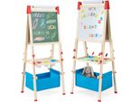 Costway 3 In 1 Cavalletto Per Bambini Regolabile In Altezza, Lavagna Per Bambini Bifacciale, Lavagna Bianca & Lavagna A Gesso & Carta Da Disegno Con Lettere, Numeri, Gessetti E Matite Colorate, Lavagna A Cavalletto Con Scatola Di Custodia