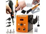 Rosfix Stazione Di Saldatura Ad Aria Calda 858D + Kit 8 In 1 Saldatore Di Precisione Con Potenziometro Orange Pitbull OP60W Electric S Series