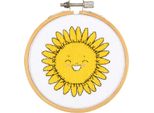 Confezione Da Ricamo A Punto Croce Vervaco Con Telaio "Eva Mouton Sunflower"", Schema A Contare, Diam 10Cm"