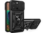 Custodia Per Cellulare Hybrid Armor Camshield Bumper Con Anello Compatibile Con Samsung Galaxy A36 5G Nero