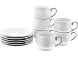 Elegante Set Di Tazze Demitasse In Porcellana Fine Da 100 Ml - Argento Elegante E Senza Tempo