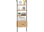 Costway Libreria A 5 Livelli Con Armadio In Rattan Libreria A Muro Alta 184 Cm Con Struttura In Metallo Espositore Aperto Boho