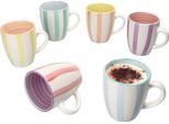Beach Pastello Stripes Set Di 6 Tazze Da Caffè In Gres A Righe Pastello