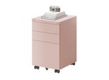 Flexispot - Mobiletto Per Ufficio Con 3 Cassetti, Serratura, Guide Silenziose E Ruote Antiribaltamento Per Ufficio E Casa Pink