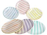 Beach Pastello Stripes Set Di 6 Piatti Da Portata Zona Pranzo Gres A Righe Pastello
