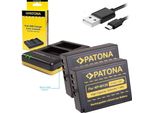 Patona Photo Caricabatterie Doppio Rapido Fuji NP-W126 + 2 Batterie Usb Da 1020 Mah