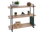 Scaffale A Muro HWC-K78, Scaffale Sospeso, Scaffale Galleggiante, 3 Ripiani In Legno Massiccio Industriale 60X60X18Cm ~ Naturale, Metallo Nero
