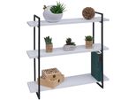 Scaffale A Muro HWC-K78, Scaffale Sospeso, Scaffale Galleggiante, 3 Ripiani In Legno Massiccio Industriale 60X60X18Cm ~ Bianco, Metallo Nero