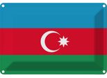 Vianmo Insegna Di Latta 12X18 Cm Bandiera Aserbaidschan Flag Of Azerbaijan
