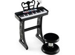 Costway Tastiera Per Bambini A 37 Tasti, Pianoforte Elettronico Per Bambini Con Sgabello, Microfono E Leggio, Pianoforte Per Bambini Con Gambe Staccabili, Tastiera Per Pianoforte Per Bambini Da 3 Anni (Nero)