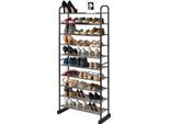 Scarpiera Costway Con 10 Livelli, Scarpiera Per 30 Paia Di Scarpe Con Ripiano Rimovibile E Struttura In Metallo, Porta Scarpe Salvaspazio Per Corridoio, Soggiorno, Ingresso, Nero, 66 X 29 X 152 Cm