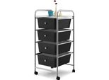 Carrello Costway Con 4 Cassetti Impilabili, Carrello Da Bagno Con Struttura In Metallo E Ripiano Nero