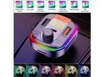 Auto Fm Trasmettitore Ricevitore Mp3 Lettore Colorato Luci Led M3 Wireless Bluetooth Compatibile Pd +Qc3.0 Ricarica Veloce Caricatore Usb Nero