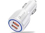 Caricatore Da Auto Usb Doppio A Ricarica Rapida Qc3.0 Adattatore Intelligente Universale A Doppia Ricarica Rapida 12V 24V Bianco
