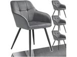Tectake® Esszimmerstuhl, Gepolstert, In Samtoptik, Gesteppt, Schlanke Stahlbeine, 58 X 62 X 82 Cm