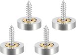 Set Di 4 Viti Per Specchi Con Tappi | Viti Decorative Da 16 Mm Con Tappo Di Copertura | Chiodi Per Specchi In Rame - Tappi Per Specchi In Argento | Viti Decorative Per Bagno | Viti Di Fissaggio Per Specchi